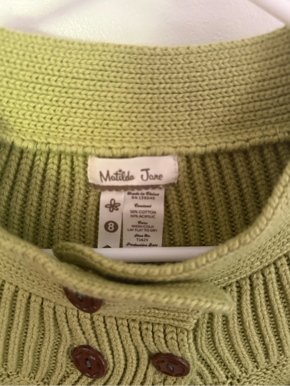 Kids olive green Matilda Jane knit cardigan size 8 - Picture 3 of 7